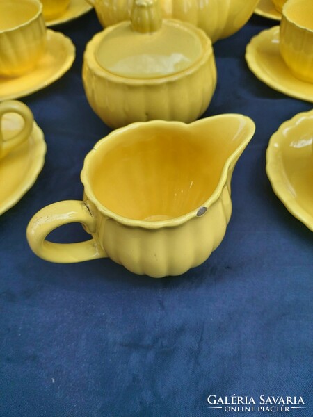 Kispest granite sunny yellow art deco tea set. Complete!