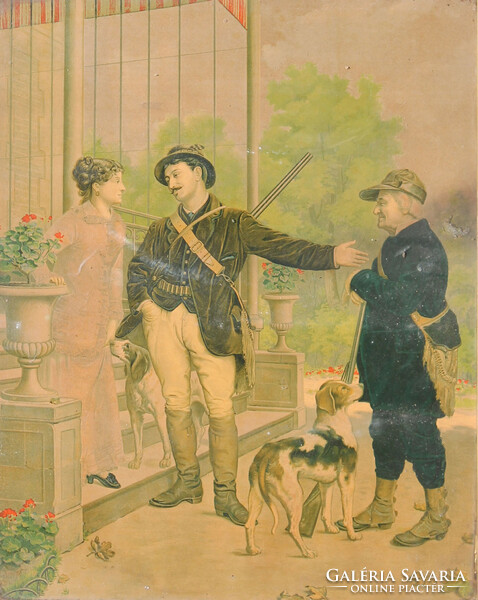 Before hunting - 19th century watercolor, print