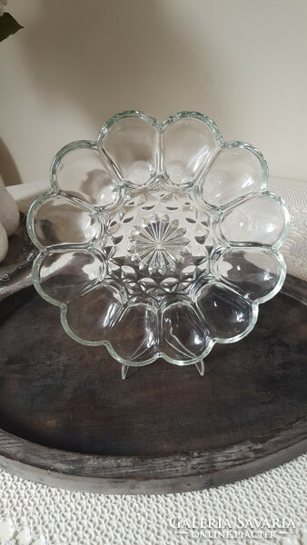 Molded glass egg holder, offering