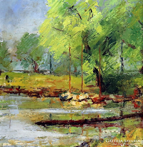 Boat harbor, marked painting