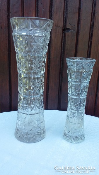 Retro üveg váza, mintás, vastag üvegből, nagy méretű, 28 cm