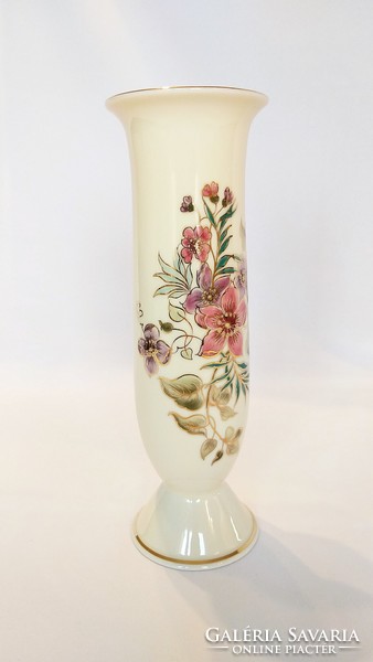 Zsolnay's hand-painted tall orchid vase. Flawless! (No.: 24/242.)