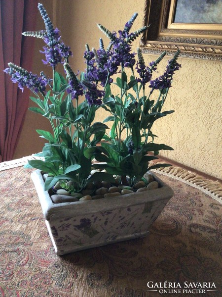 Lavender centerpiece, basket with artificial lavender...