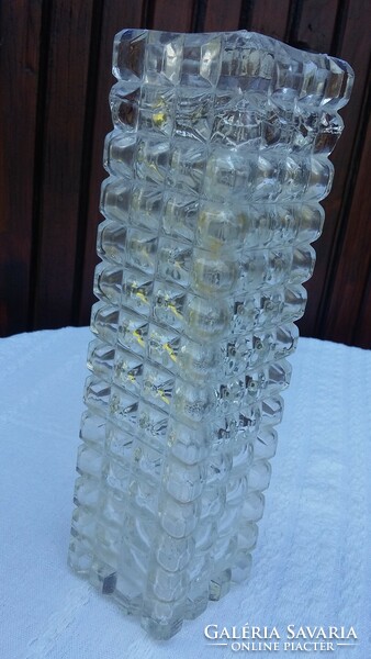 Retro, cast, polished glass vase, larger size, 22 cm