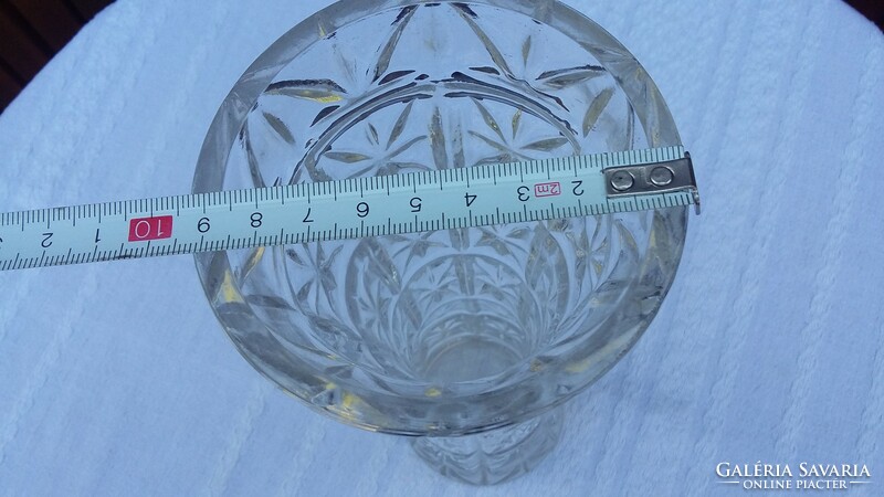 Retro üveg váza, mintás, vastag üvegből, nagy méretű, 28 cm