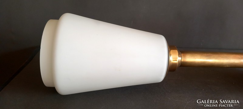 Bauhaus table lamp, negotiable design with milk glass shade