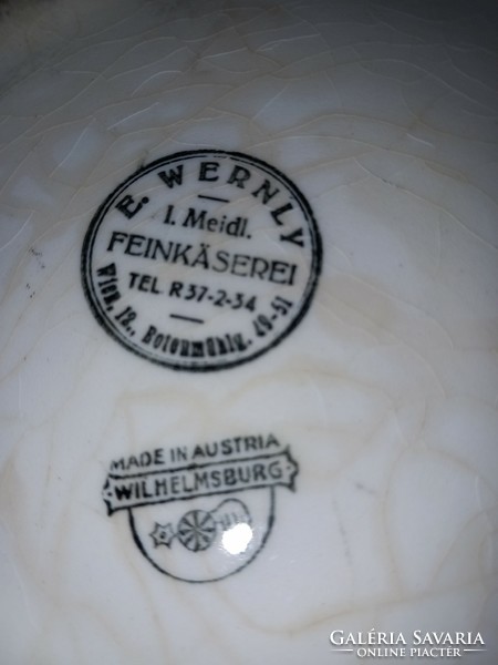 Antique Wilhelmsburg ceramic advertising bowl in German 