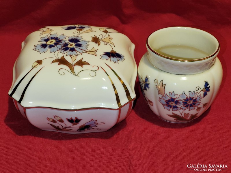 Beautiful Zsolnay porcelain ornaments with a cornflower pattern