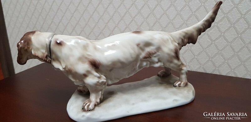 Herend/thick pearl/flawless dog statue..40 Cm