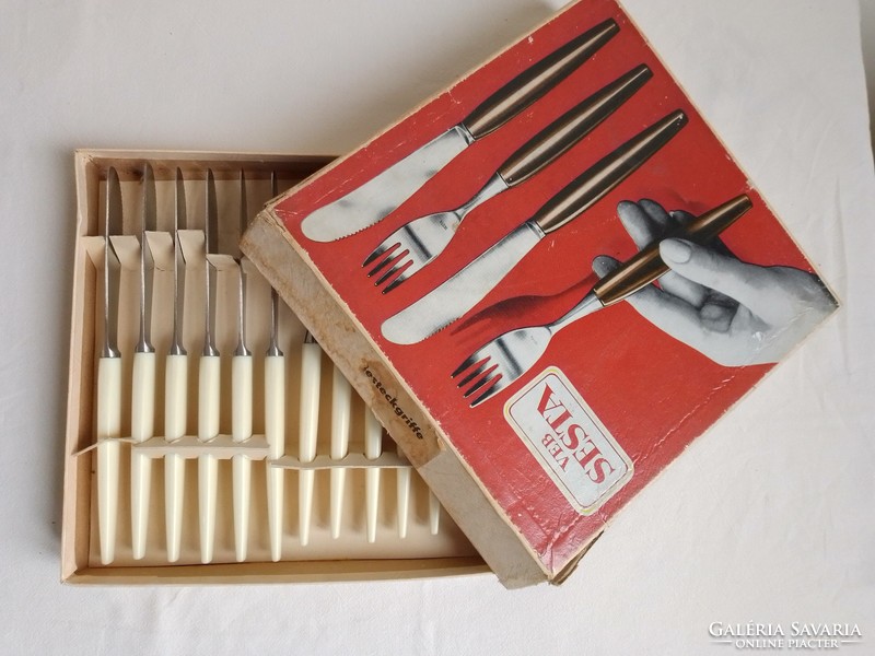 Retro German ndk veb sesta 200 stainless steel vinyl cutlery set unused