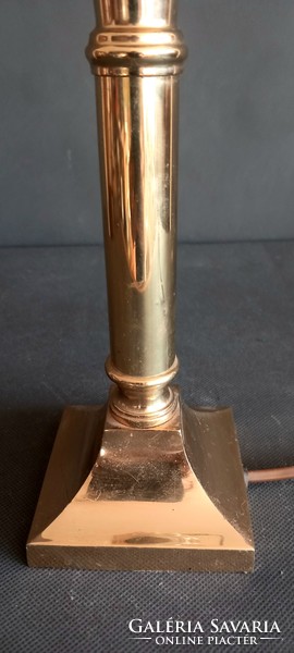 Iridescent glass-covered copper table lamp negotiable art deco design