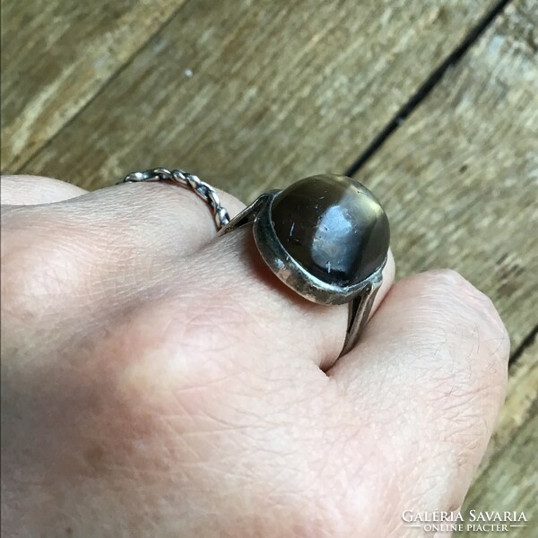 Régi ezüst gyűrű füstkvarc kővel