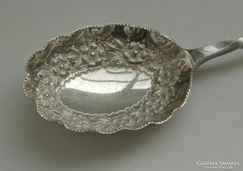 Antik ezüstözött bogyós gyümölcs tálaló kanál/Berry Fruit Serving Spoon/William Nowill Sheffied