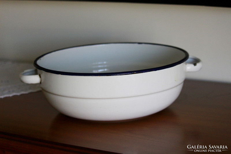 28 Cm, Bonyhád, enamelled bowl with handles