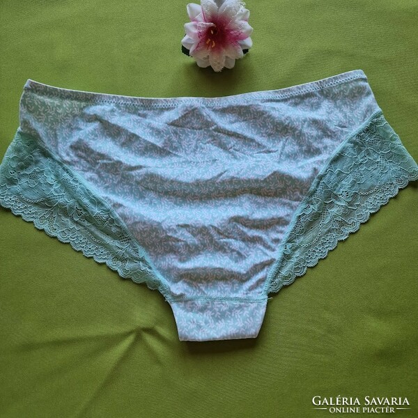 Fen60 - large, traditional style elastic green leaf lace panties 52-54