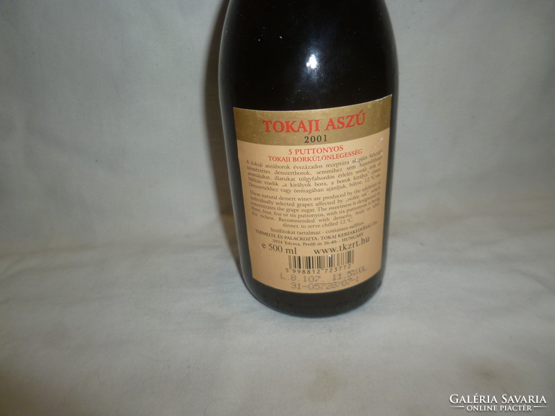 Tokaji Aszú wine 2001 year 5 bottles 0.5 liter