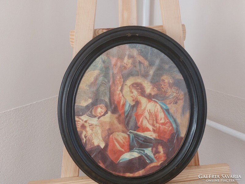 (K) antique holy image print (?) Back with an interesting 34x38 cm frame