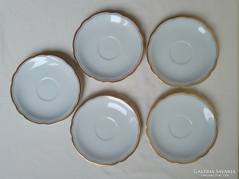 Kahla German gilded border white glazed porcelain cake plate bowl coaster set 5 pcs