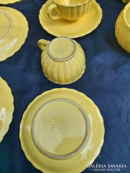 Kispest granite sunny yellow art deco tea set. Complete!