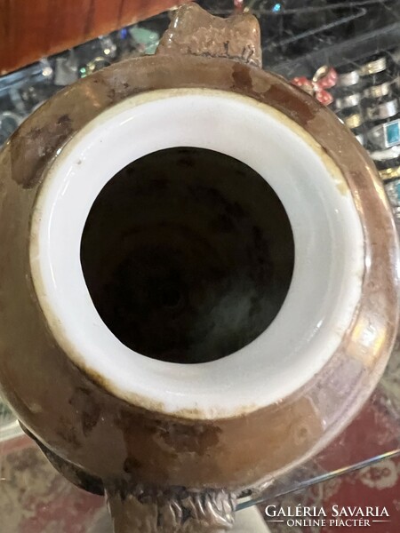 XIX. Century ceramic vase, with bronze surface casting, 14 cm in size.