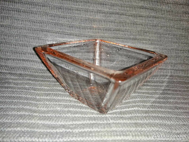 Square glass bowl in peach blossom color 12.5*12.5 cm (a7)