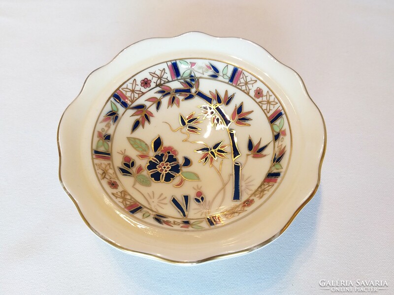 Zsolnay hand-painted decorative bowl with bamboo pattern. Rare!