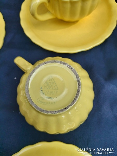 Kispest granite sunny yellow art deco tea set. Complete!