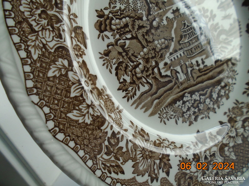 Antik angol Enoch 1784 Ralph 1750 Woods Burslem tányér SEAFORTH  kínaizáló mintával
