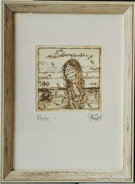 Vetlény zsolt: velvet - original etching, in frame
