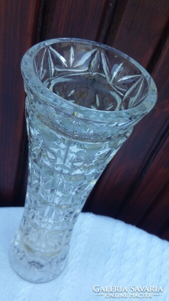 Retro glass vase, patterned, made of thick glass