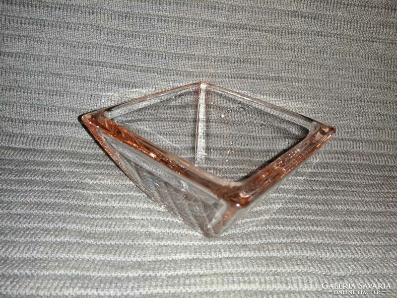 Barackvirág színű négyzetes üveg tál 12,5*12,5 cm (A7)