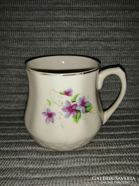 Kőbánya porcelain mug with violet pattern, stem (a7?)