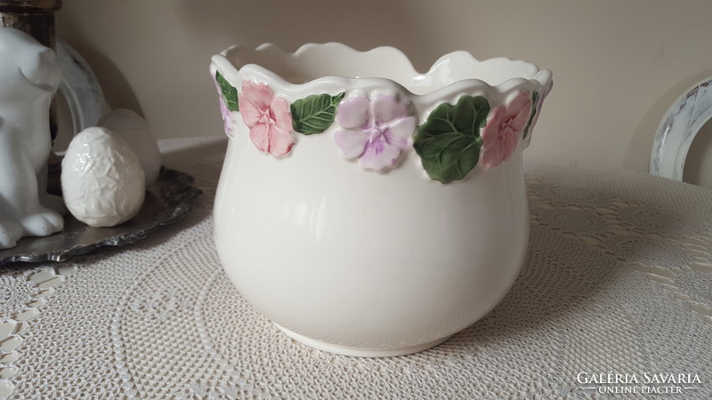 Fantastic ceramic flower pot, kaspó in Art Nouveau style