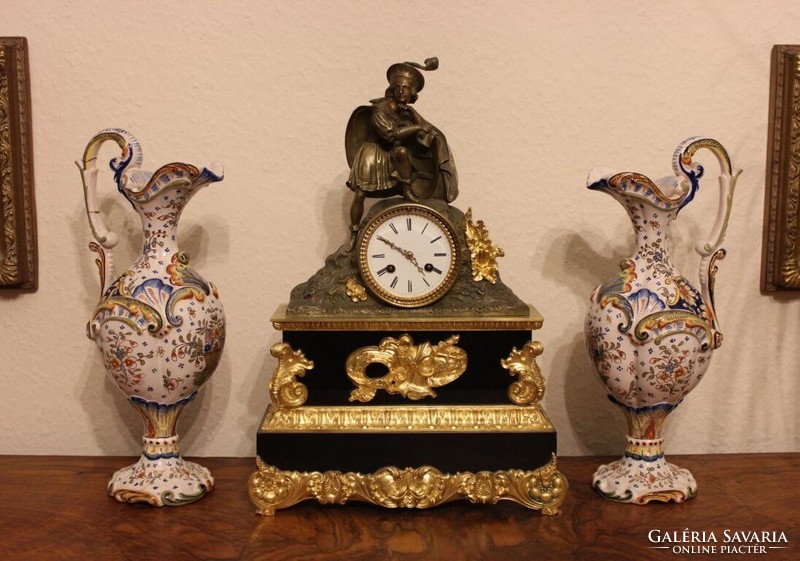 French black marble table clock