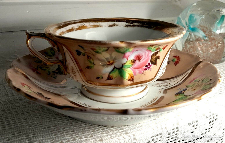 P&s portheim&sons 1847-1872 hand-painted Viennese rose porcelain teacup and plate - art&decoration