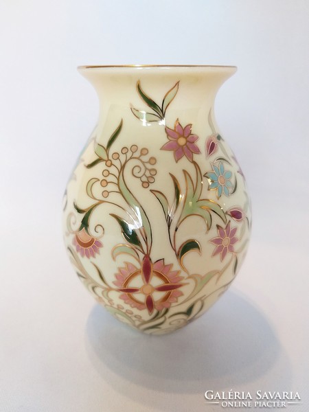 Zsolnay blue flower pattern medium vase. In new condition! (No.: 24/245.)