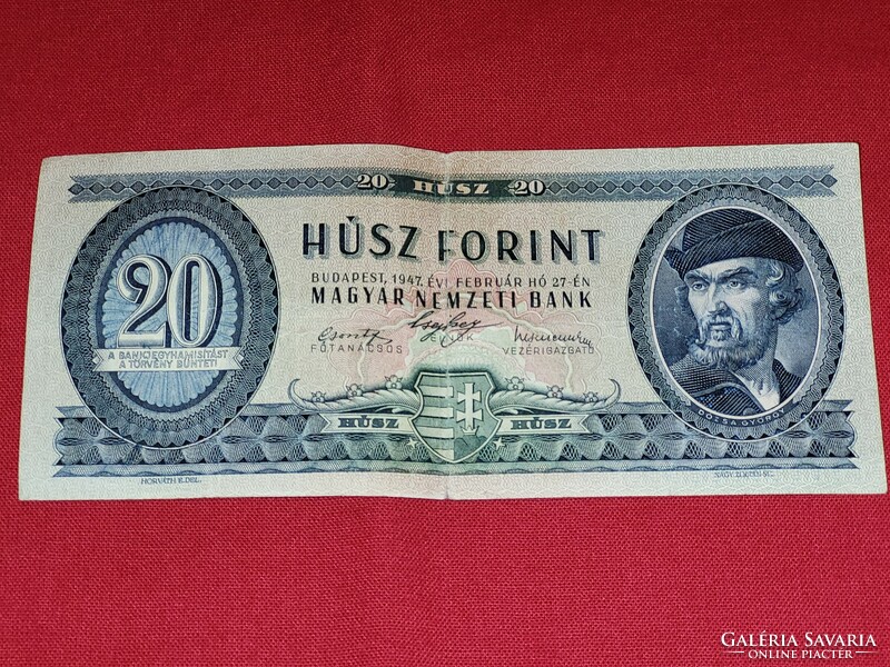 1947 HUF 20 folded in crisp condition, original