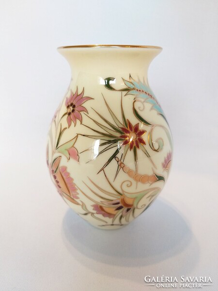 Zsolnay blue flower pattern medium vase. In new condition! (No.: 24/245.)