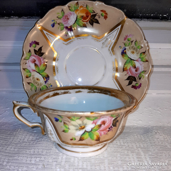 P&s portheim&sons 1847-1872 hand-painted Viennese rose porcelain teacup and plate - art&decoration