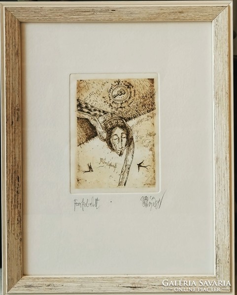 Zsolt Vetlényi: swallow ballet - original etching, in frame