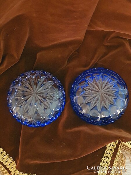 Blue, polished crystal bonbonier.