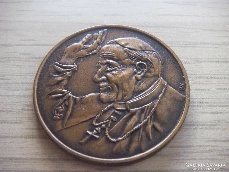 Pope János Pál II's visit to Hungary bronze commemorative medal 1991