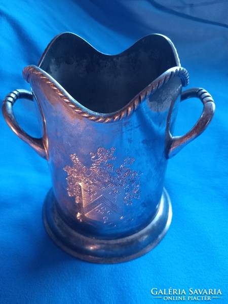 Old silvered coat of arms French ? Wine cooler champagne bucket