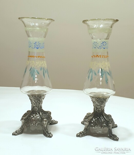 Art Nouveau silver-plated flower vases (2 pcs.)