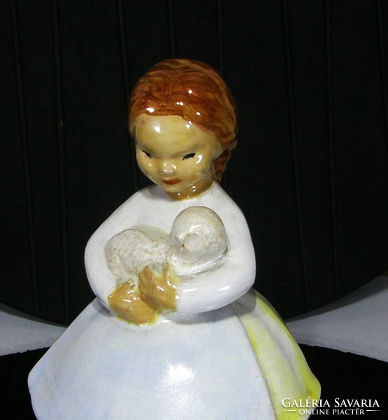 Ceramic little girl with a lamb
