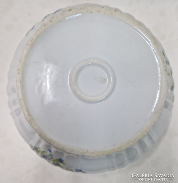 Régi Zsolnay pajzspecsétes nefelejcs mintás porcelán pogácsás pörköltes vagy leveses tál 25 cm.