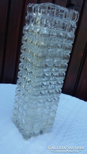 Retro, cast, polished glass vase, larger size, 22 cm