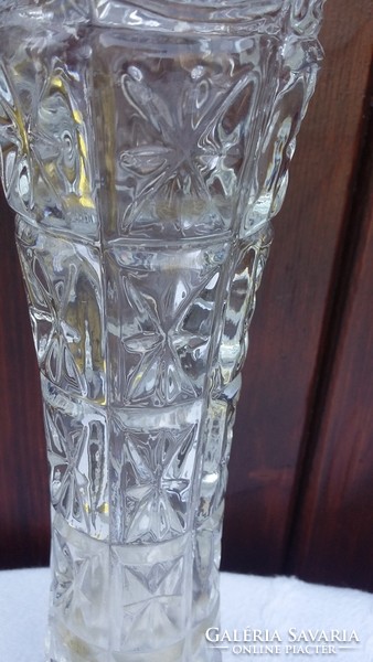 Retro üveg váza, mintás, vastag üvegből