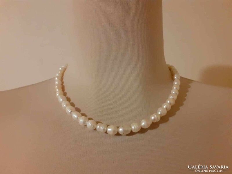Irregular shaped cultured pearl necklace