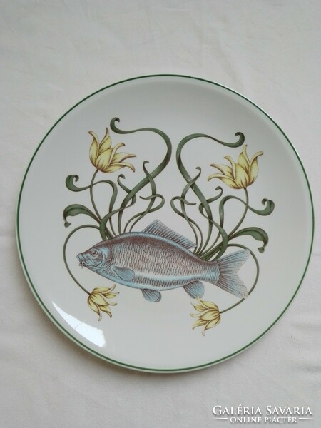 Villeroy and Boch 4 darabos hal halas porcelán tál tányér készlet lepényhal keszeg ponty hínár minta
